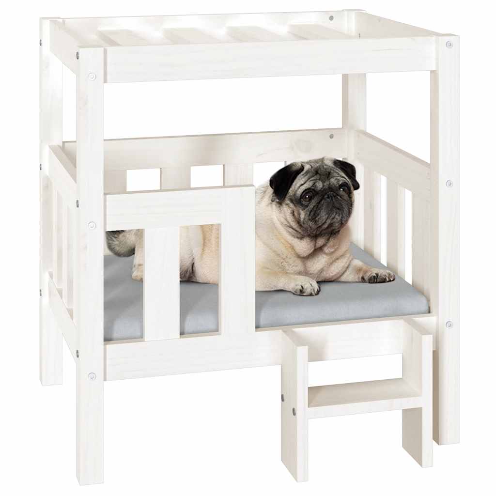 Dog Bed | White | Solid Pine Wood | Medium | Sturdy | Dog Bed | Rectangle