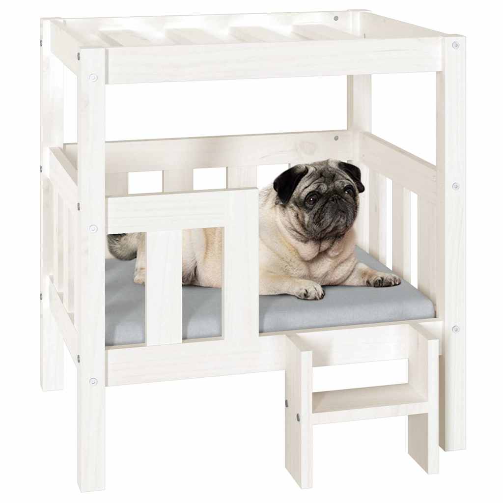 Dog Bed White 65,5x50,5x70 cm Solid Wood Pine