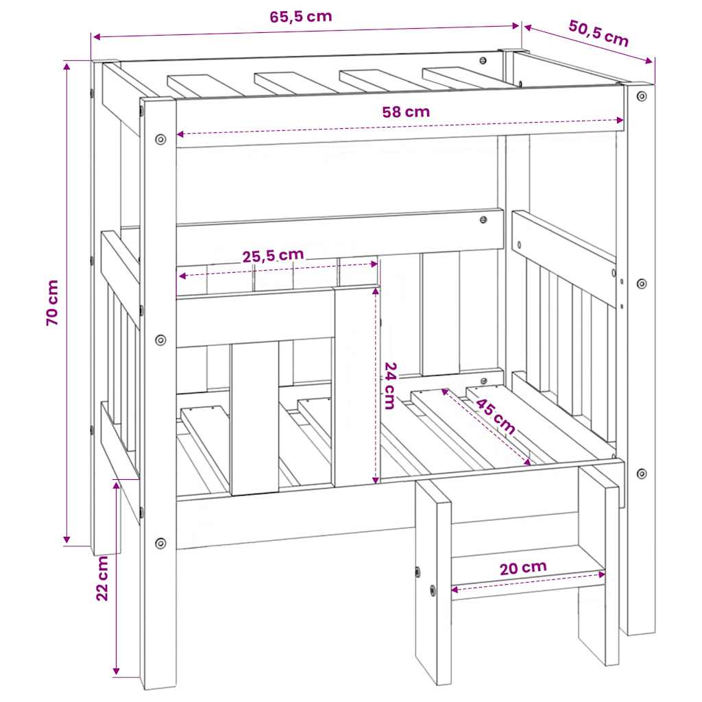 Dog Bed | White | Solid Pine Wood | Medium | Sturdy | Dog Bed | Rectangle