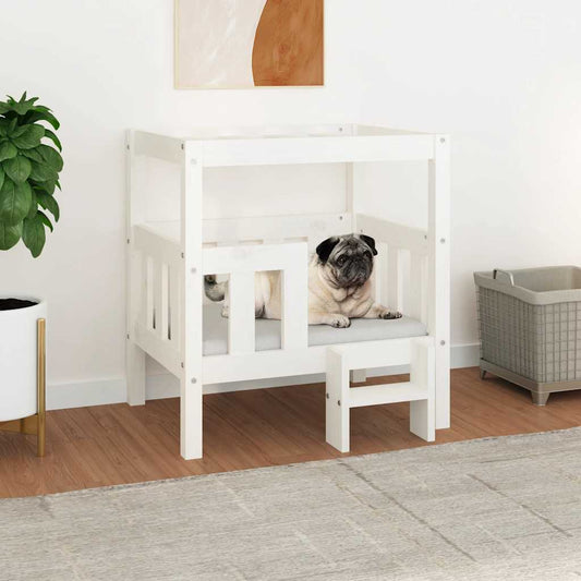 Dog Bed White 65.5x50.5x70 cm Solid Wood Pine