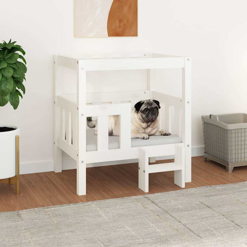Dog Bed White 65,5x50,5x70 cm Solid Wood Pine