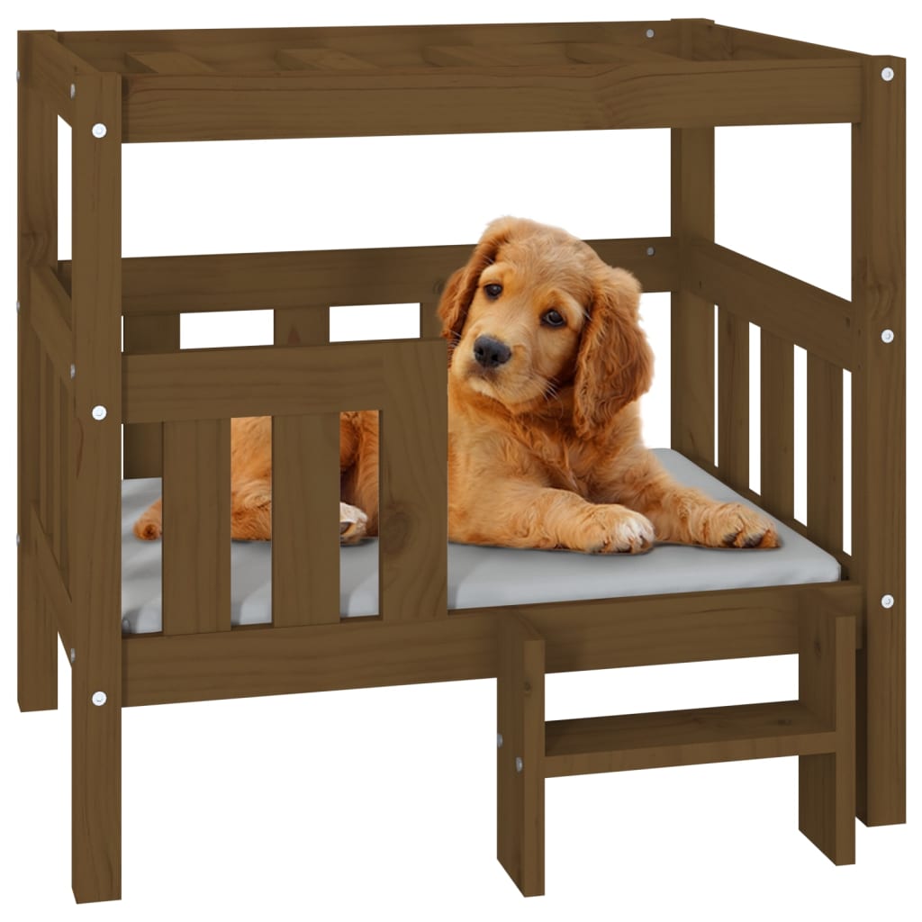 Dog Bed Honey Brown 75.5x63.5x70 cm Solid Wood Pine