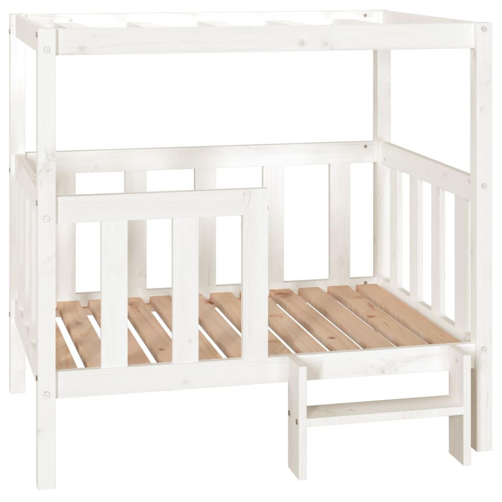 Dog Bed | White | Solid Pine Wood | 105.5 x 83.5 x 100 cm | Durable