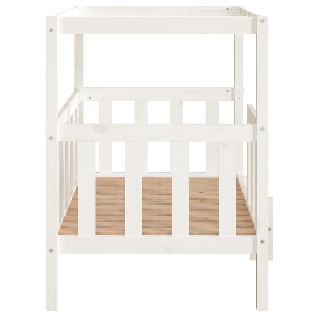 Dog Bed | White | Solid Pine Wood | 105.5 x 83.5 x 100 cm | Durable