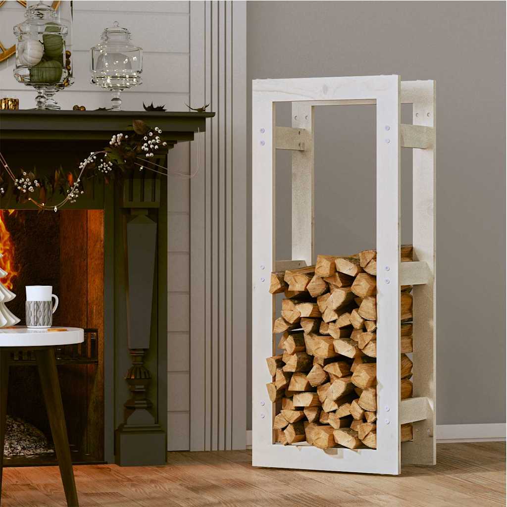822408 vidaXL Firewood Rack White 41x25x100 cm Solid Wood Pine