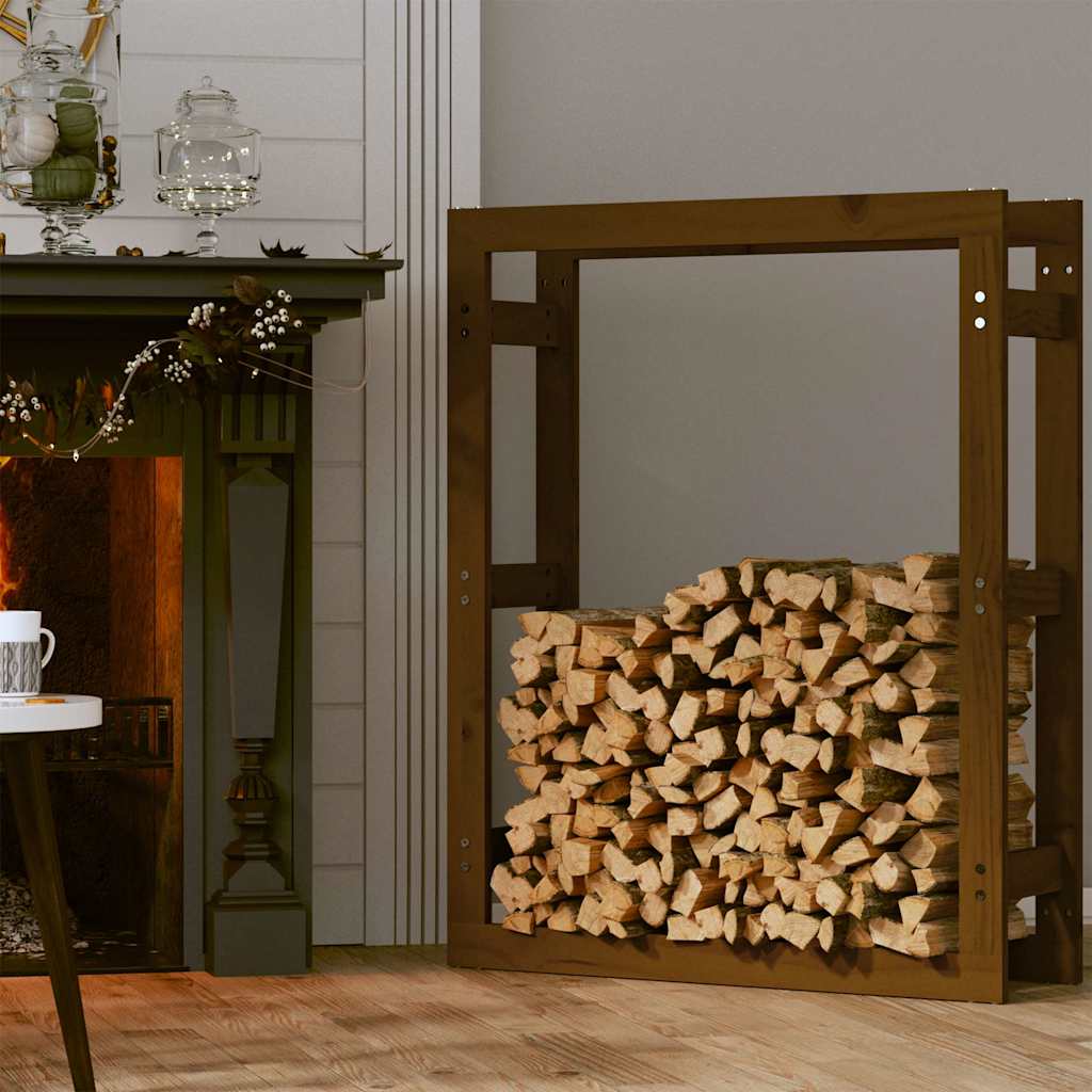 Firewood Rack Honey Brown 80x25x100 cm Solid Wood Pine