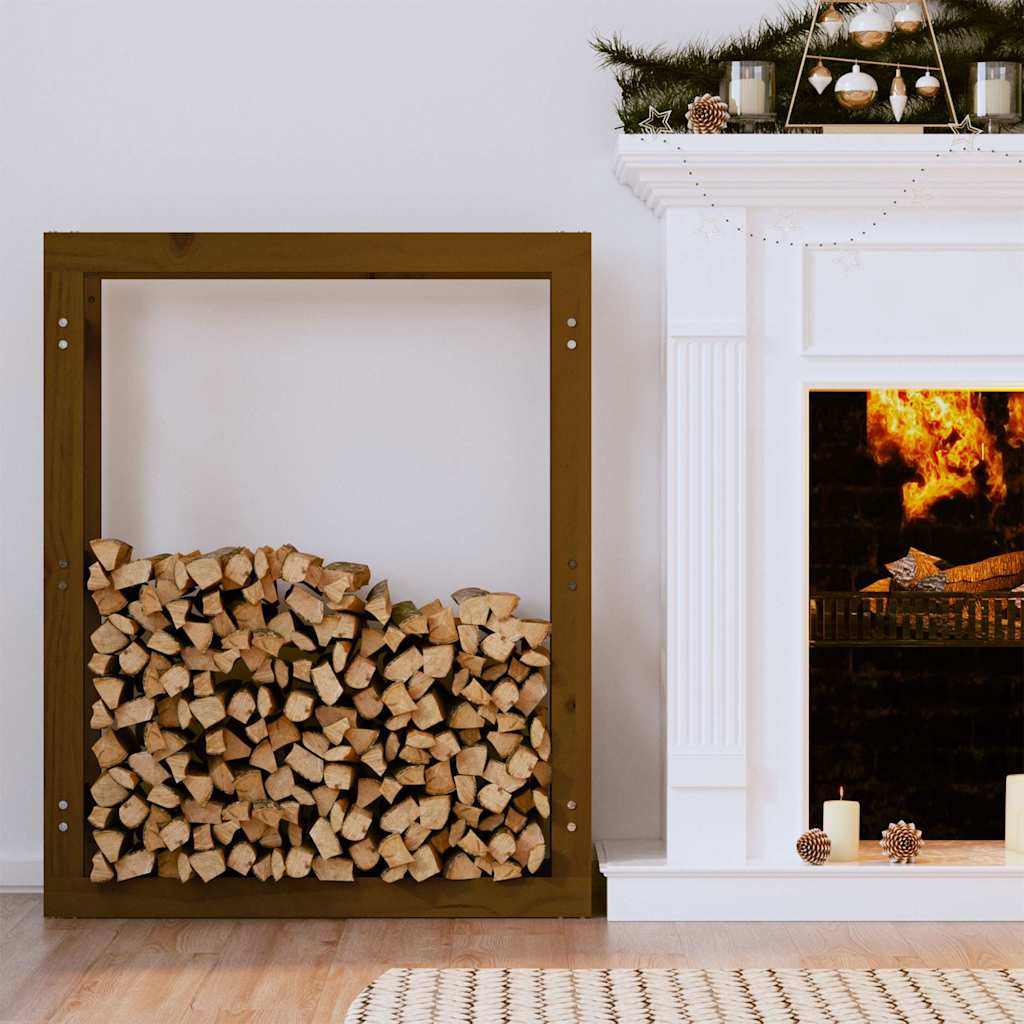 Firewood Rack Honey Brown 80x25x100 cm Solid Wood Pine