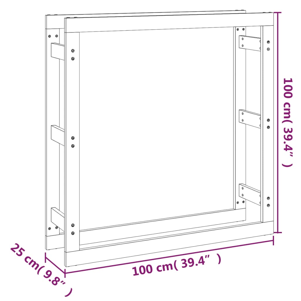 vidaXL Firewood Rack 100x25x100 cm Solid Wood Pine