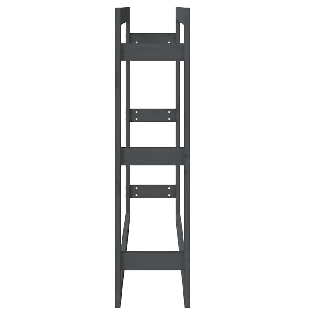 Firewood Rack Grey 100x25x100 cm Solid Wood Pine