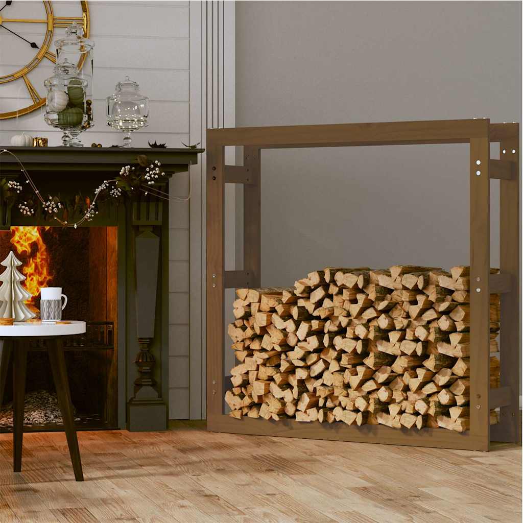 Firewood Rack Honey Brown 100x25x100 cm Solid Wood Pine