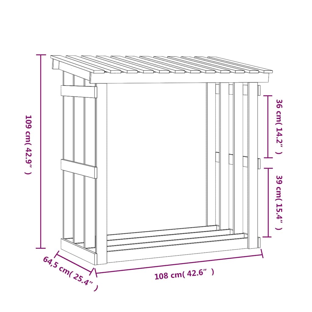 Firewood Rack 108x64,5x109 cm Solid Wood Pine