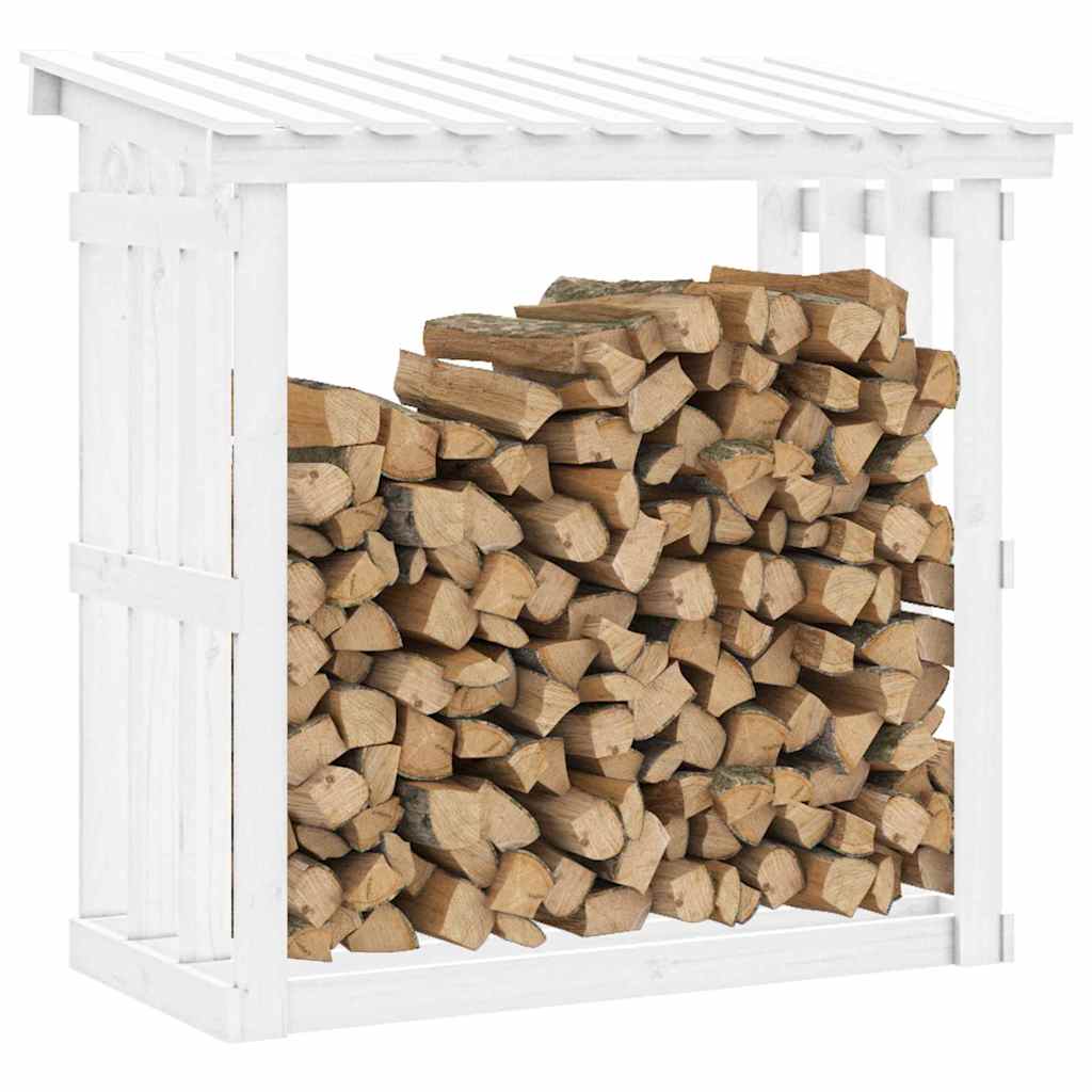 Firewood Rack White 108x64,5x109 cm Solid Wood Pine