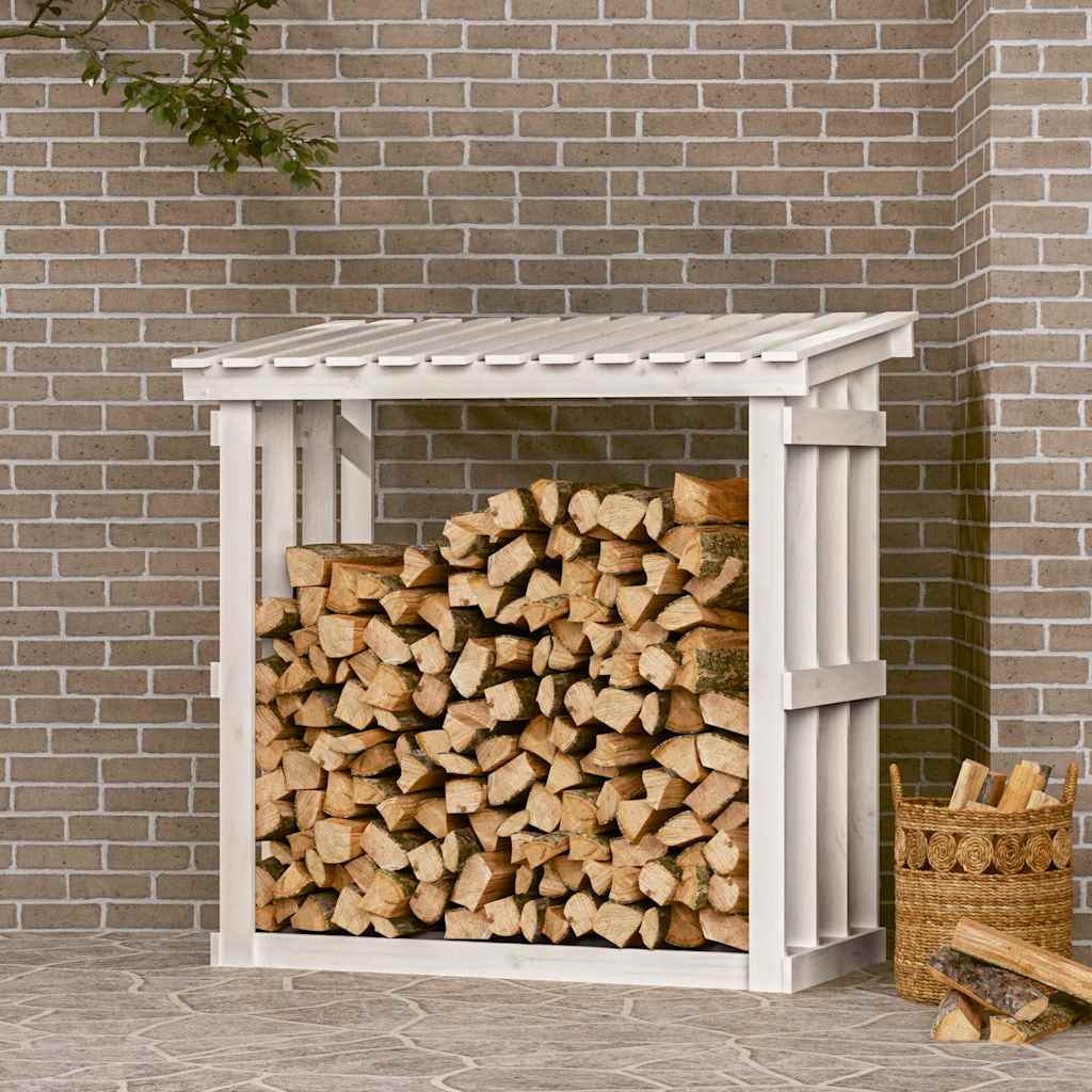 Firewood Rack White 108x64,5x109 cm Solid Wood Pine