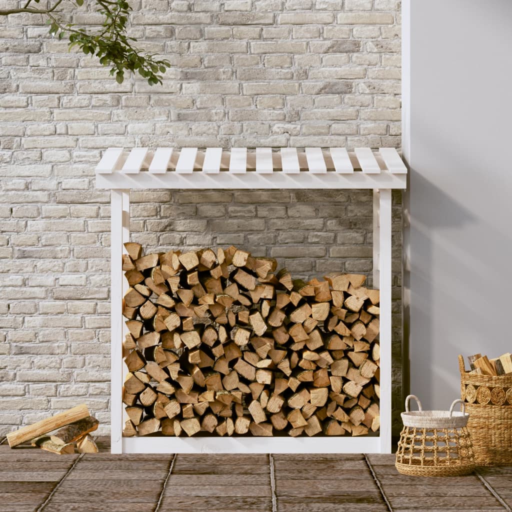 Firewood Rack White 108x64.5x110 cm Solid Wood Pine