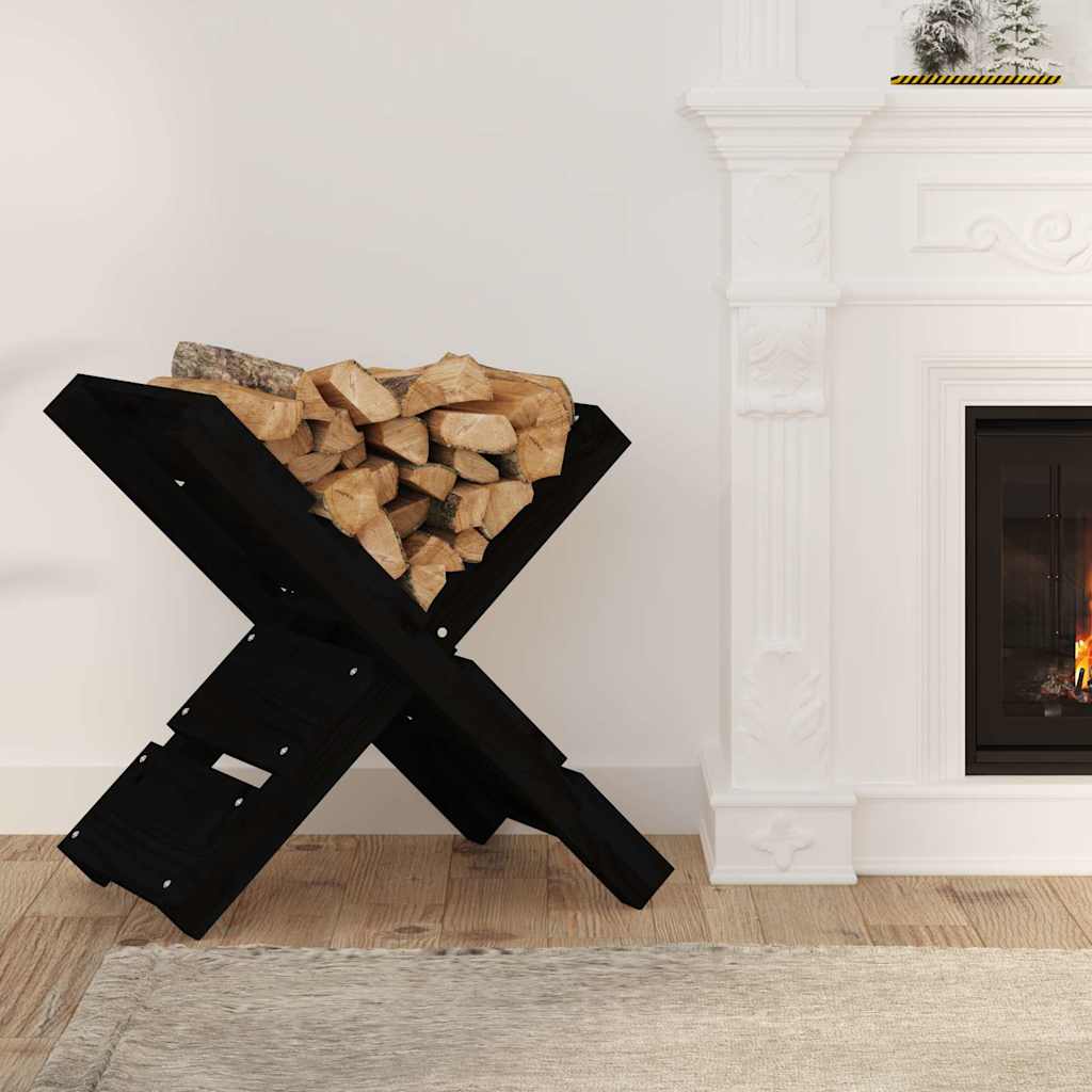 822451 vidaXL Log Holder Black 47x39,5x48 cm Solid Wood Pine