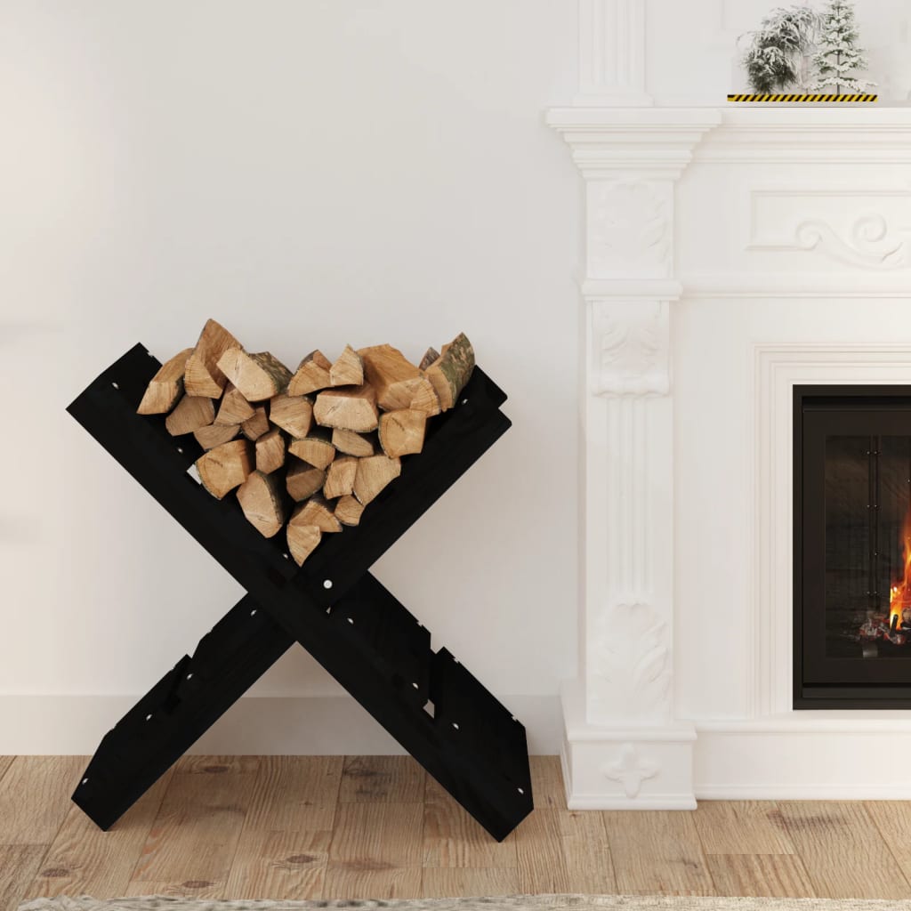 822451 vidaXL Log Holder Black 47x39,5x48 cm Solid Wood Pine