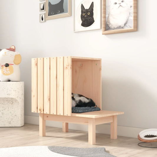 vidaXL Cat House 60x36x60 cm Solid Wood Pine