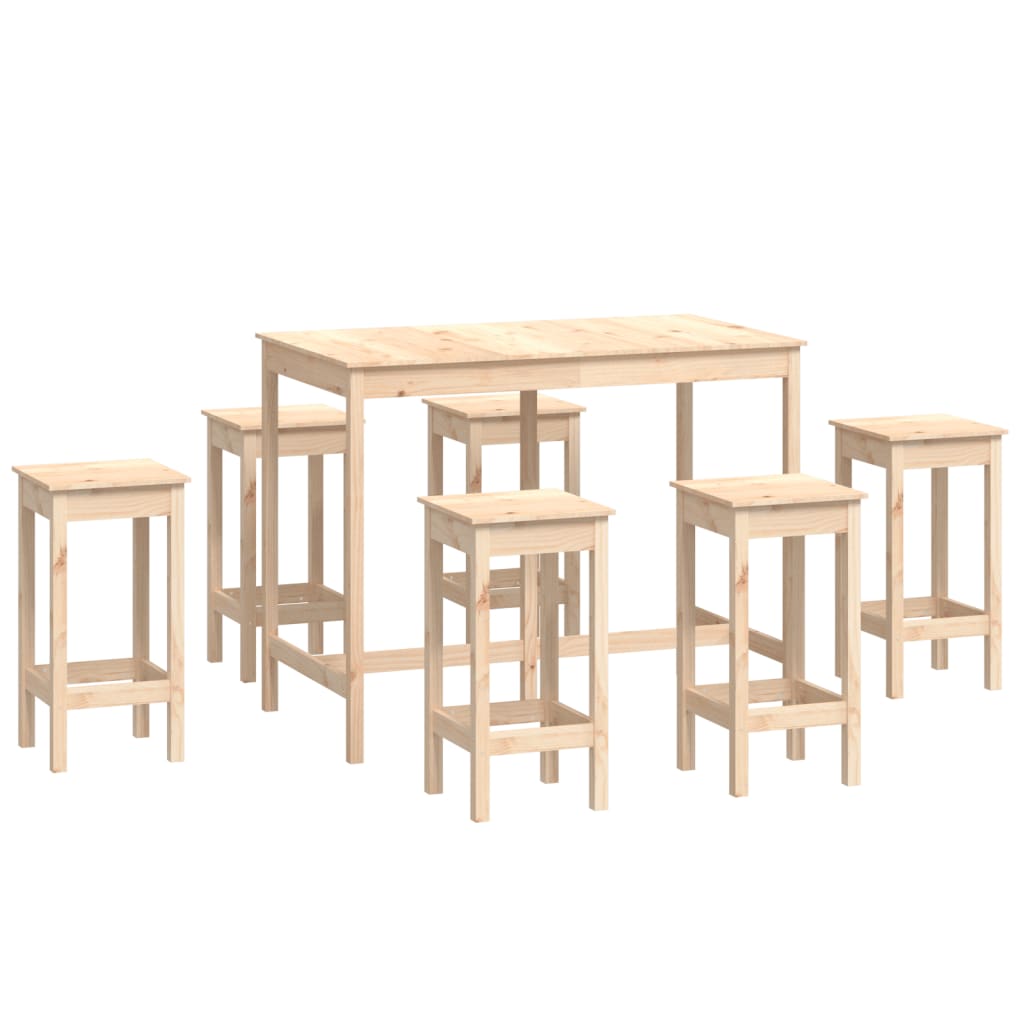 vidaXL 7 Piece Bar Set Solid Wood Pine