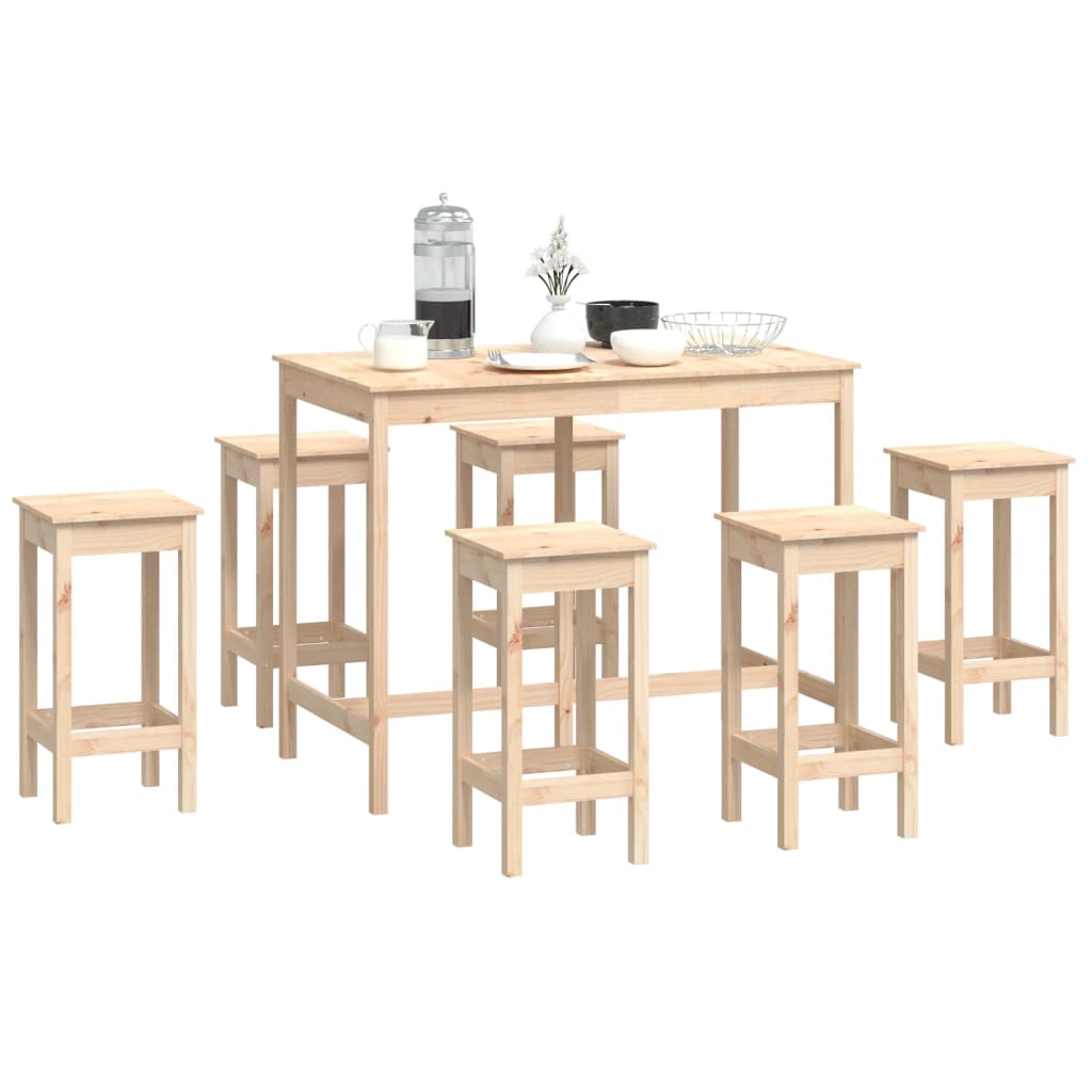 vidaXL 7 Piece Bar Set Solid Wood Pine