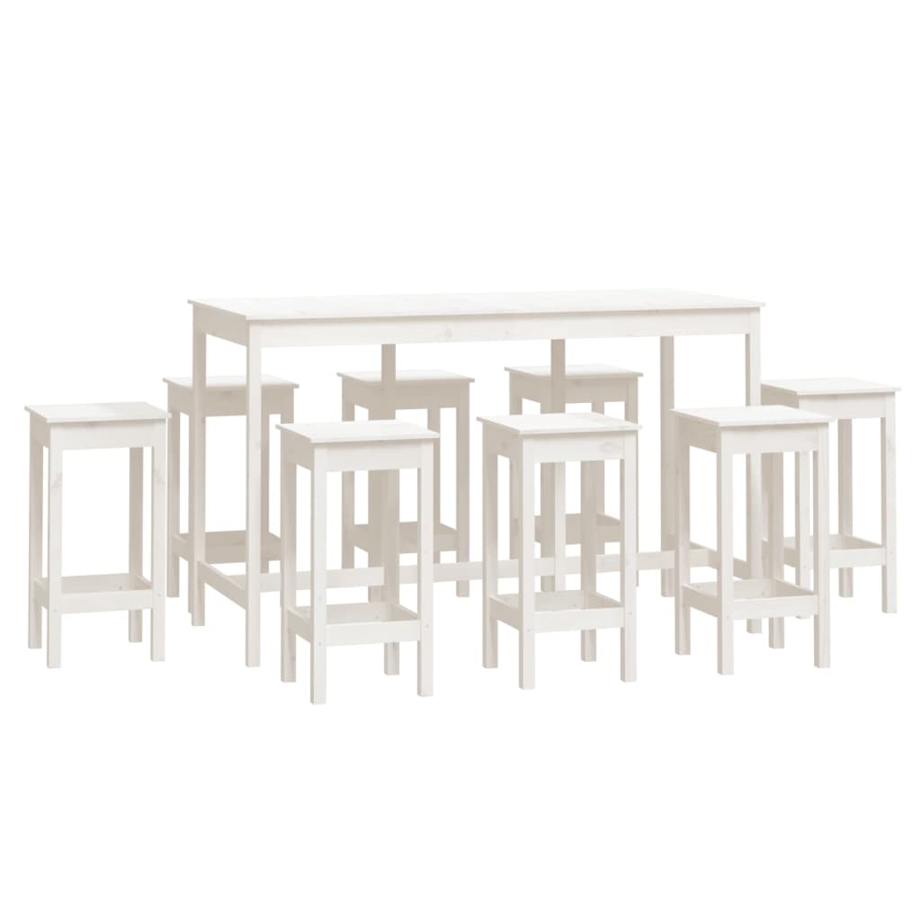 vidaXL 9 Piece Bar Set White Solid Wood Pine