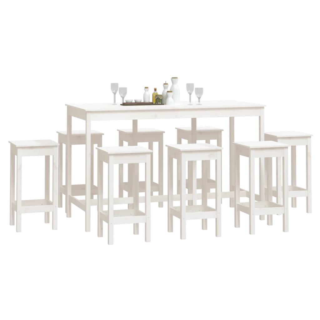 vidaXL 9 Piece Bar Set White Solid Wood Pine