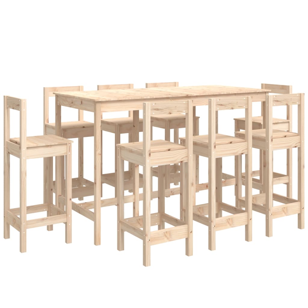 vidaXL 9 Piece Bar Set Solid Wood Pine