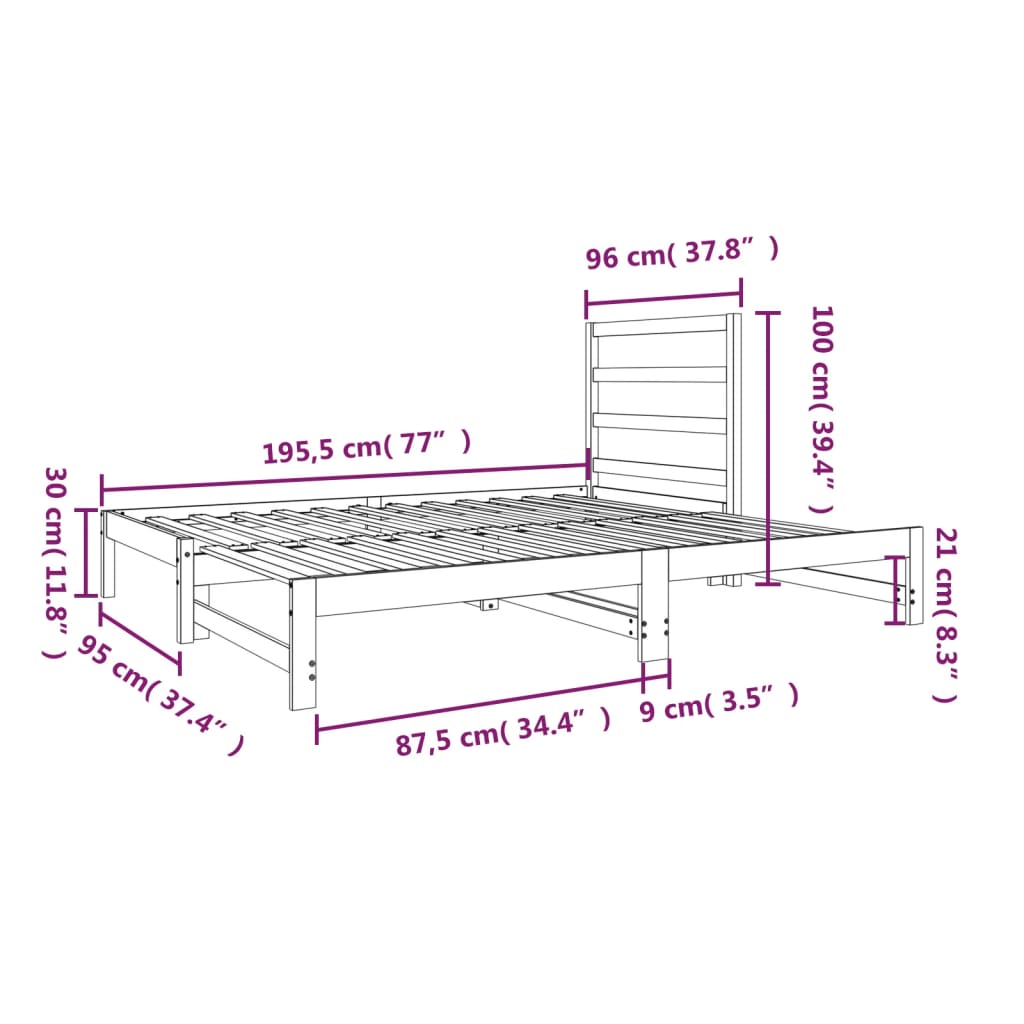 Pull-out Day Bed without Mattress White 2x(90x190) cm