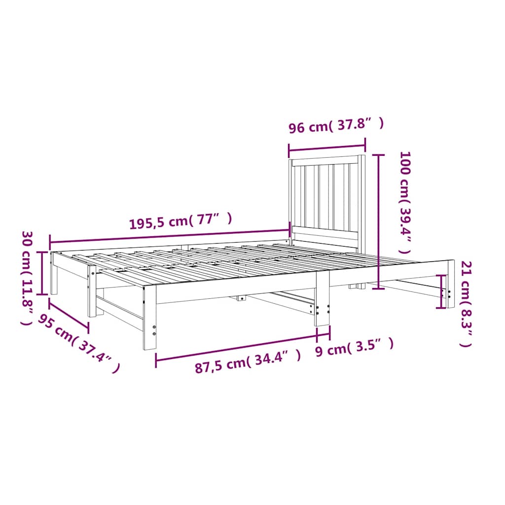 Pull-out Day Bed without Mattress 2x(90x190) cm