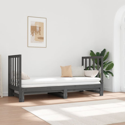 vidaXL Pull-out Day Bed without Mattress Grey 2x(90x190) cm