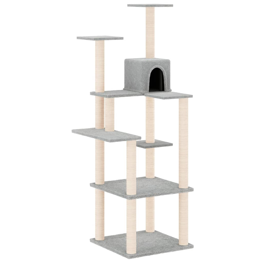 vidaXL Cat Tree with Sisal Scratching Posts Light Grey 153 cm