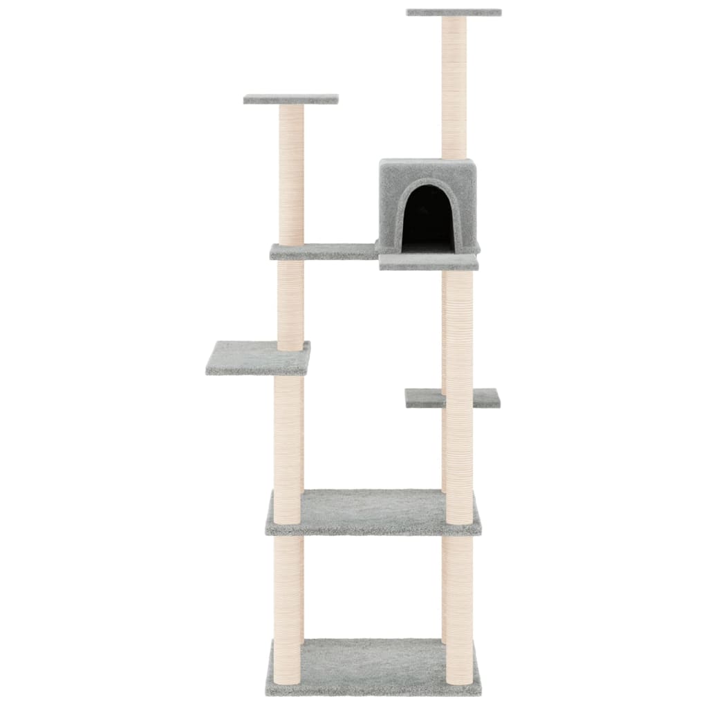 vidaXL Cat Tree with Sisal Scratching Posts Light Grey 153 cm