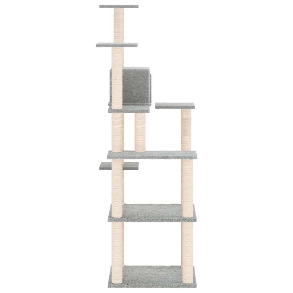 vidaXL Cat Tree with Sisal Scratching Posts Light Grey 153 cm