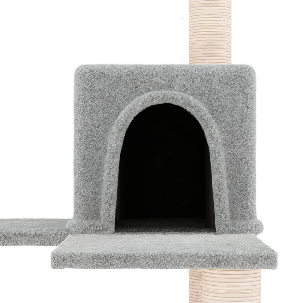 vidaXL Cat Tree with Sisal Scratching Posts Light Grey 153 cm