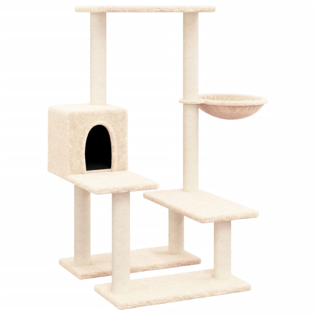 Cat Tree with Sisal Scratching Posts Cream 94.5 cm