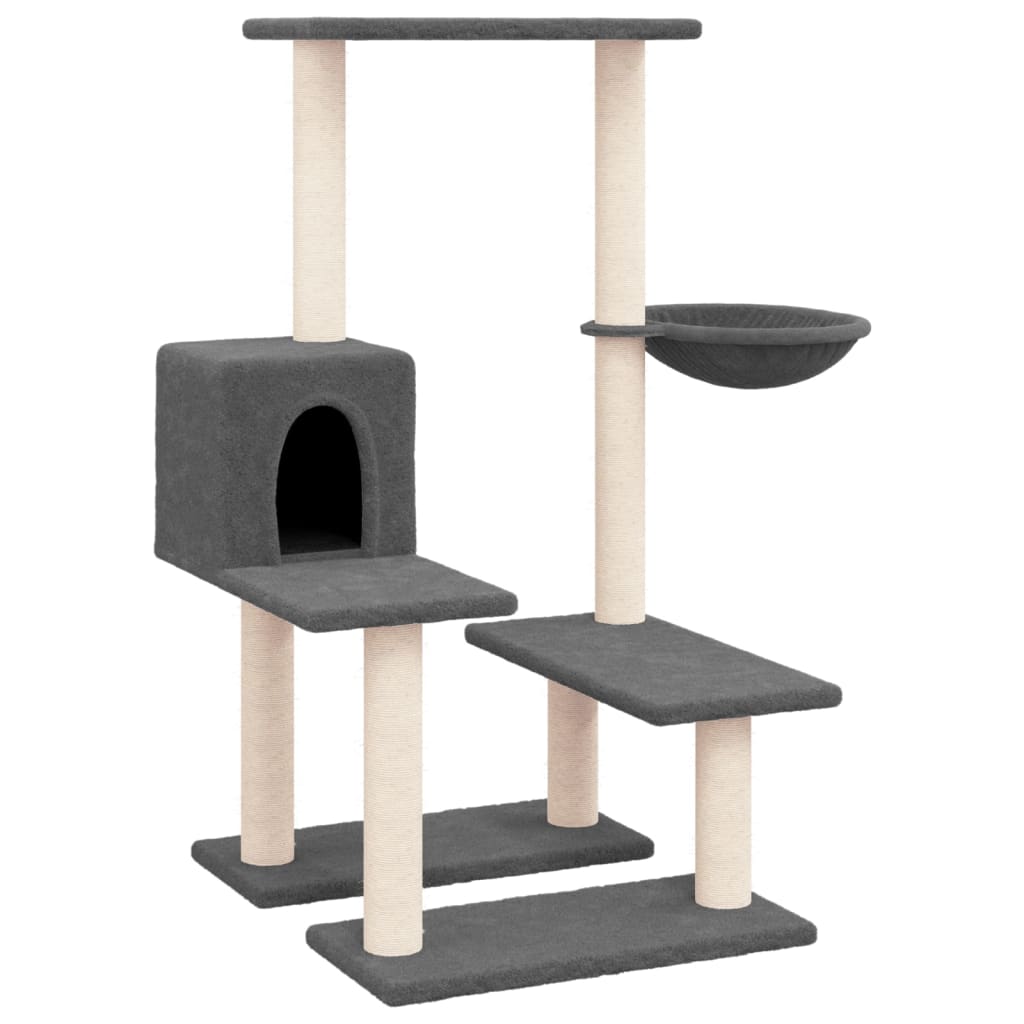 Cat Tree with Sisal Scratching Posts Dark Grey 94.5 cm