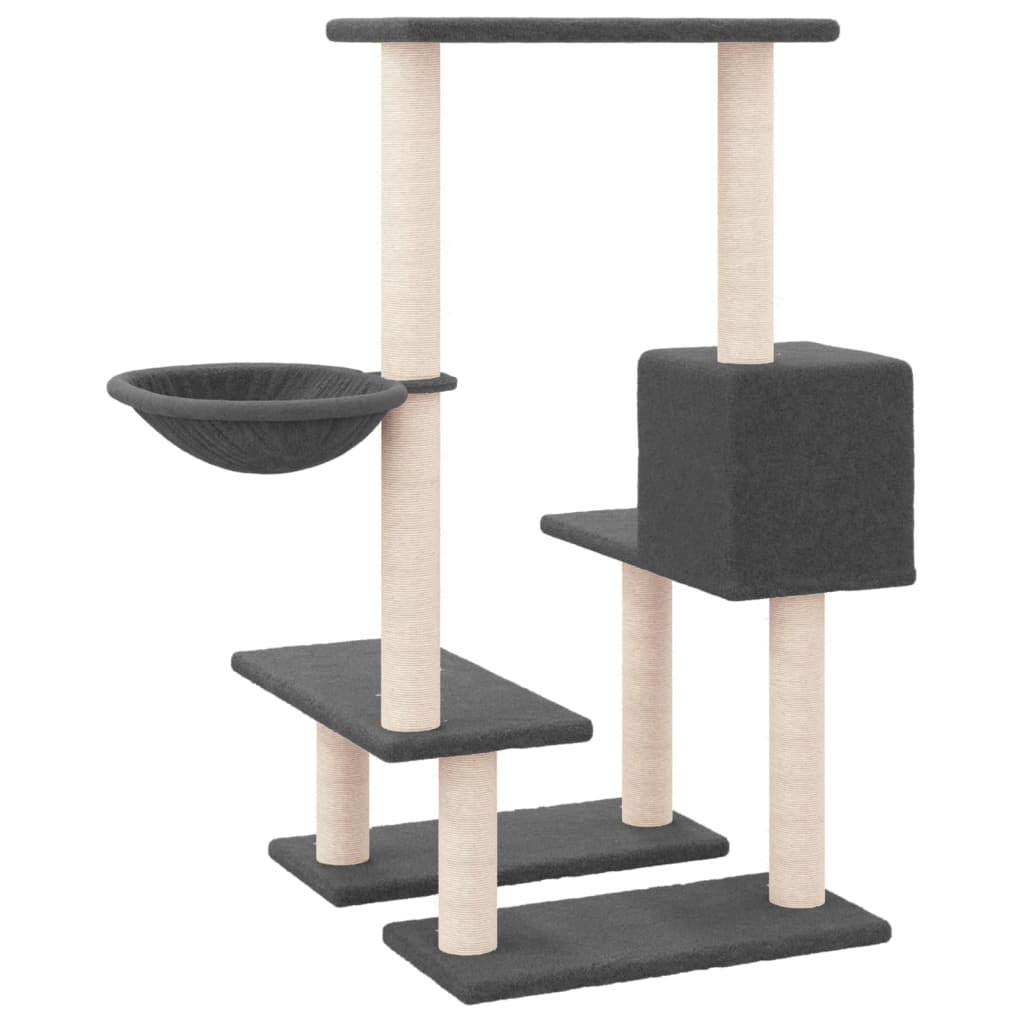 Cat Tree with Sisal Scratching Posts Dark Grey 94.5 cm