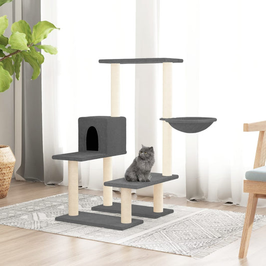 Cat Tree with Sisal Scratching Posts Dark Grey 94.5 cm