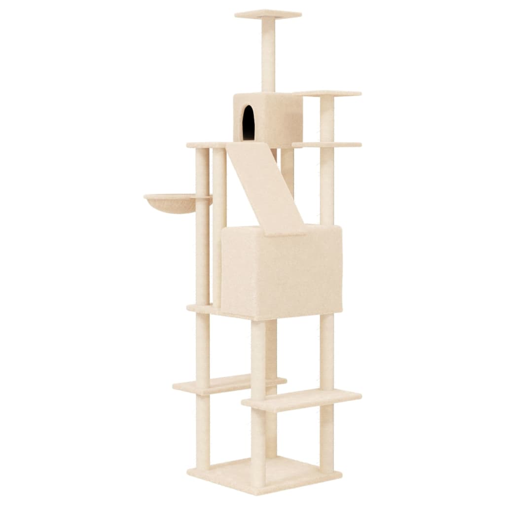 Cat Tree with Sisal Scratching Posts Cream 201 cm