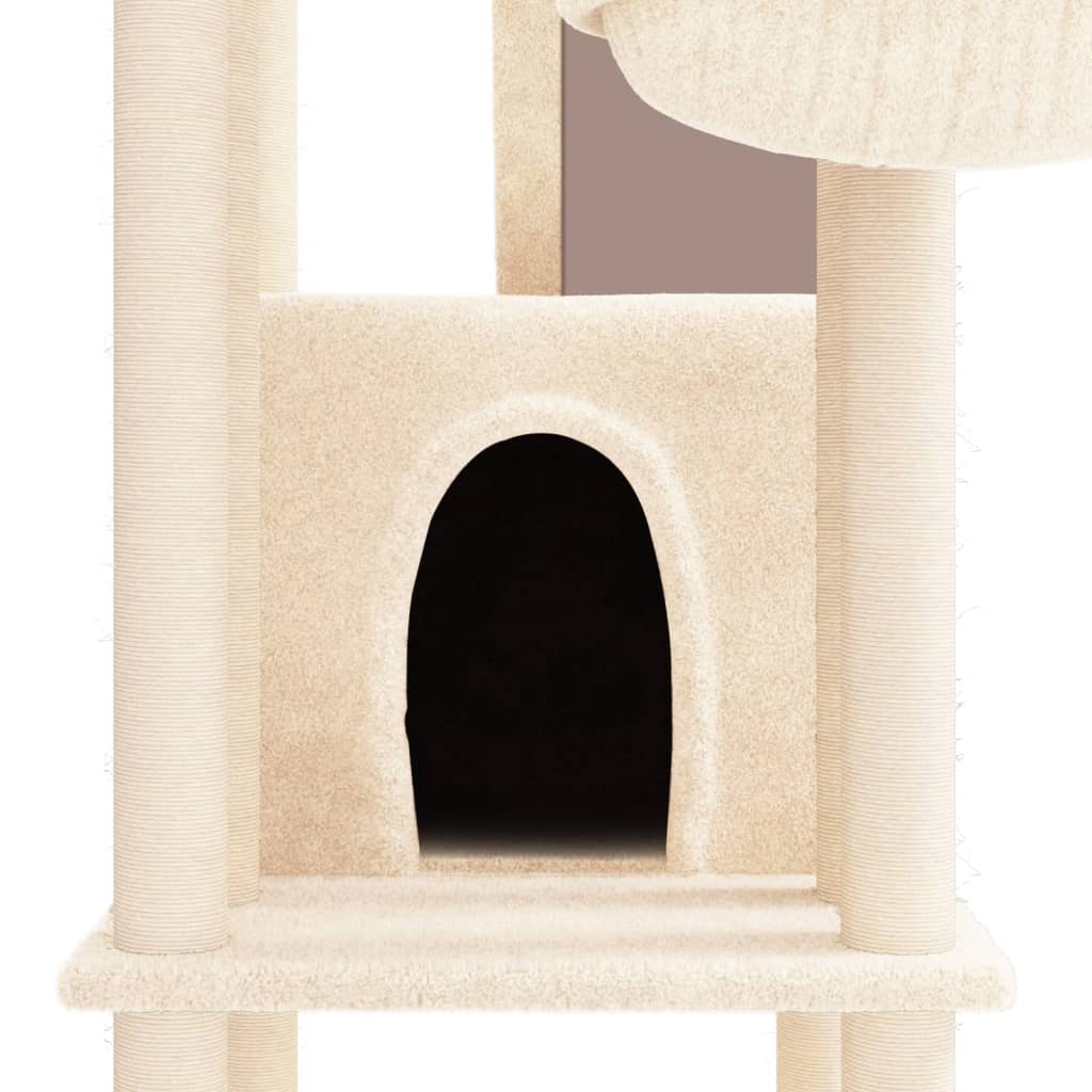 Cat Tree with Sisal Scratching Posts Cream 201 cm