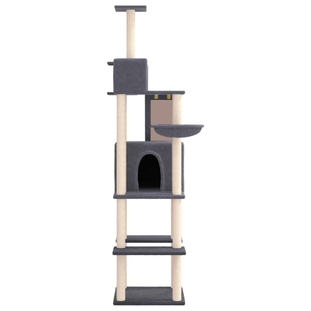 vidaXL Cat Tree with Sisal Scratching Posts Dark Grey 201 cm