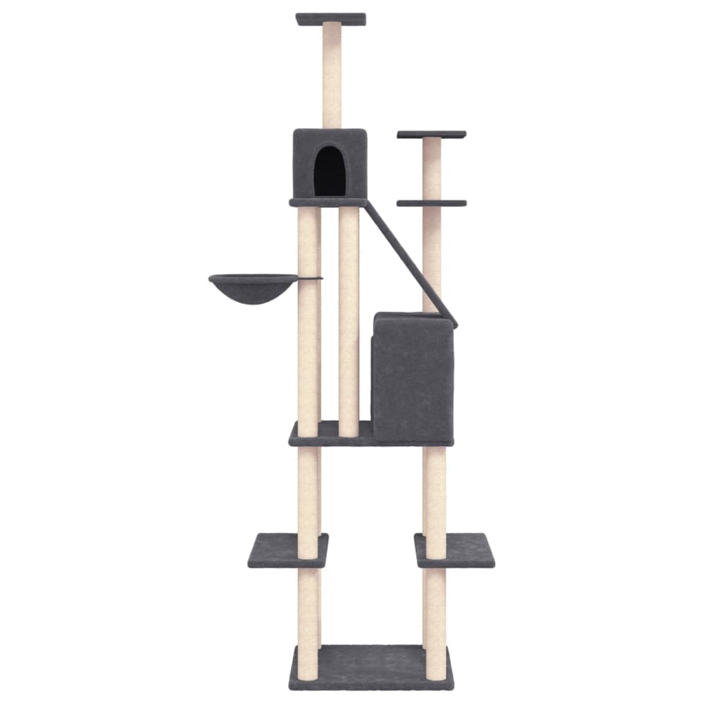 vidaXL Cat Tree with Sisal Scratching Posts Dark Grey 201 cm