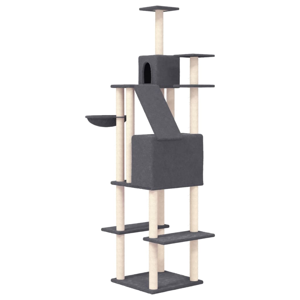 vidaXL Cat Tree with Sisal Scratching Posts Dark Grey 201 cm