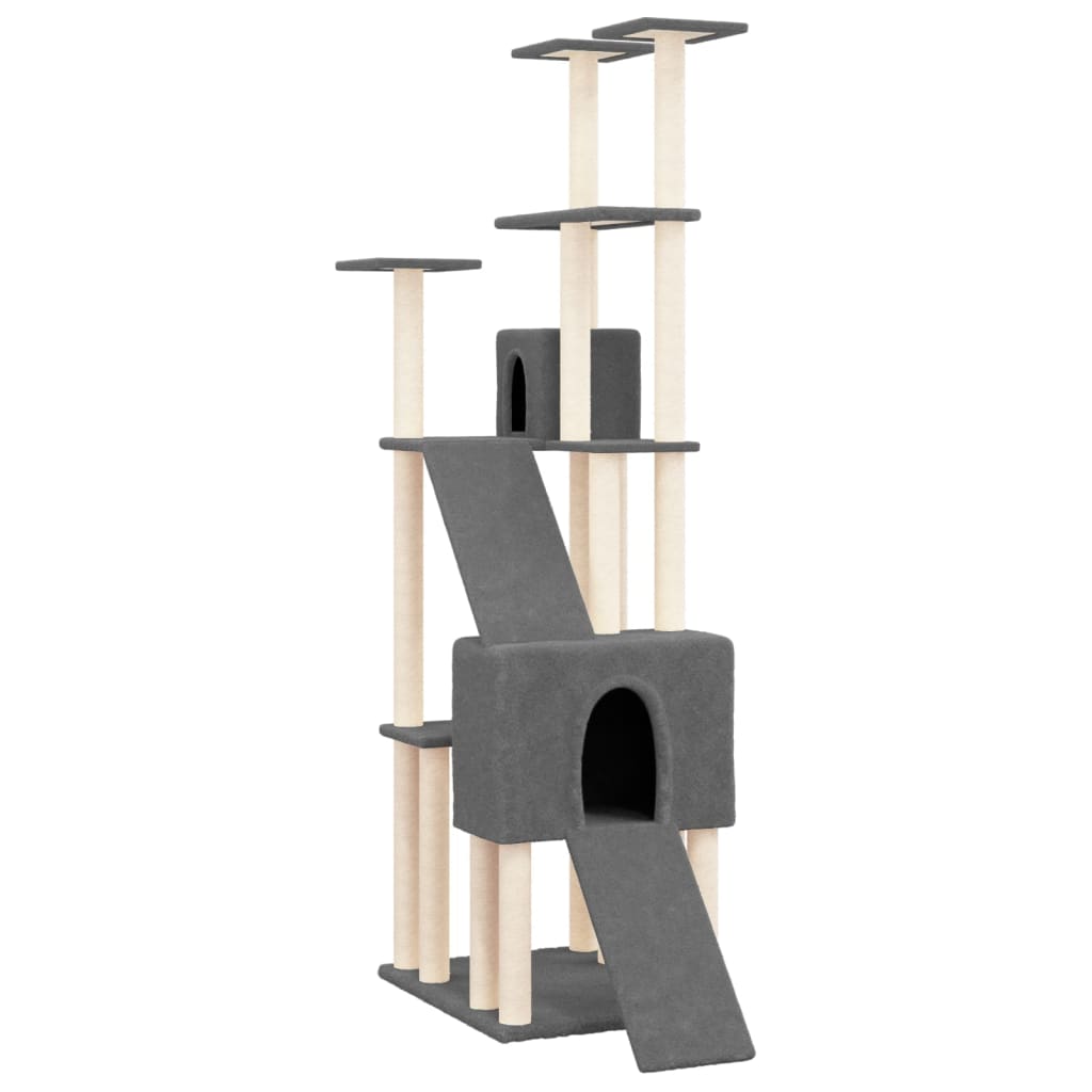 vidaXL Cat Tree with Sisal Scratching Posts Dark Grey 190 cm