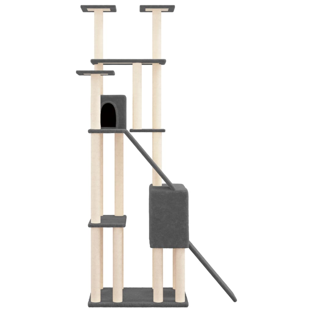 Cat Tree with Sisal Scratching Posts Dark Grey 190 cm