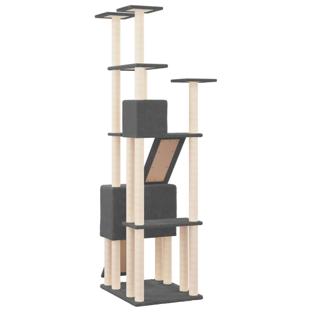 Cat Tree with Sisal Scratching Posts Dark Grey 190 cm