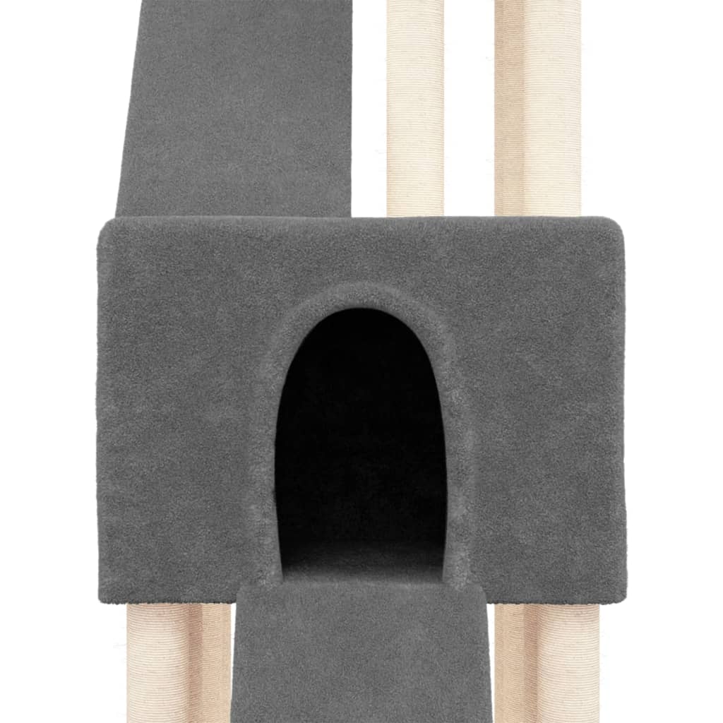 Cat Tree with Sisal Scratching Posts Dark Grey 190 cm