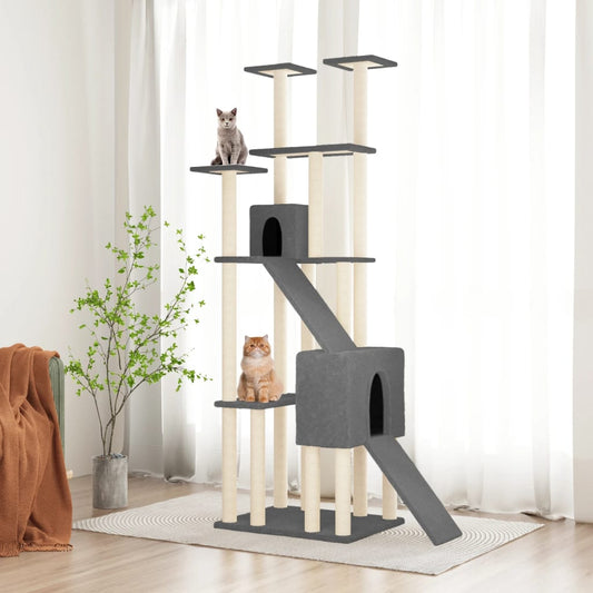 Cat Tree with Sisal Scratching Posts Dark Grey 190 cm