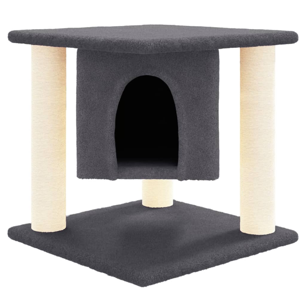 vidaXL Cat Tree with Sisal Scratching Posts Dark Grey 37 cm