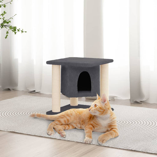 vidaXL Cat Tree with Sisal Scratching Posts Dark Grey 37 cm