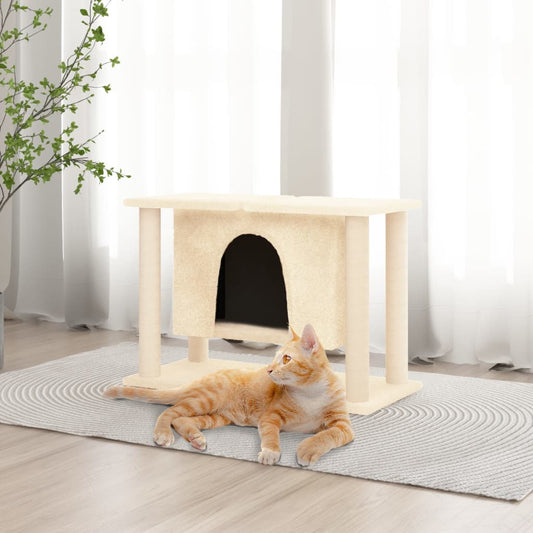 vidaXL Cat Tree with Sisal Scratching Posts Cream 50 cm